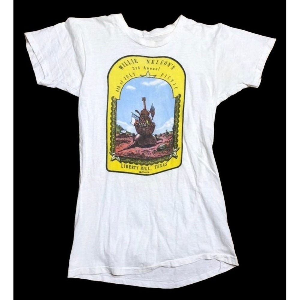 Vintage Willie Nelson Vintage 3Rd Annual 4Th Of July Picnic 1975 Tshirt